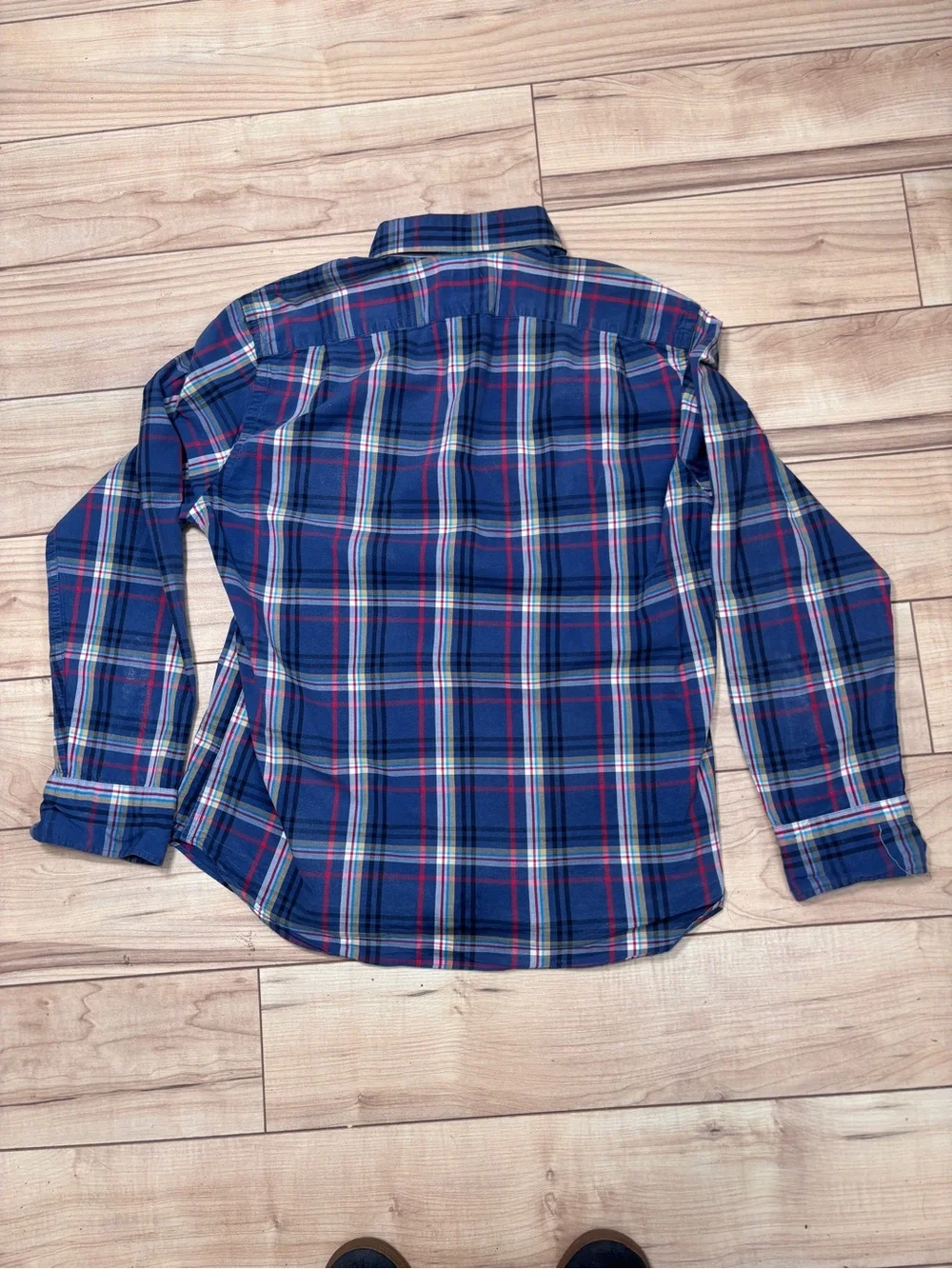 J. Crew Navy and Red Plaid Button-Down Shirt - Men